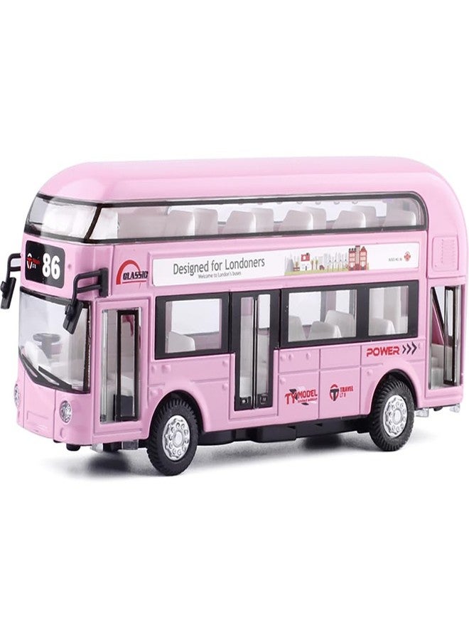 UKAXA Diecast Metal Bus Model Double Decker Bus London Toy Buses for Kids Pull Back Openable Doors with Light Sound - Image 5